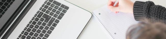 Working at a laptop