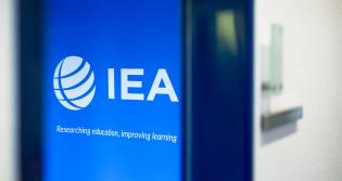 IEA logo on blue background